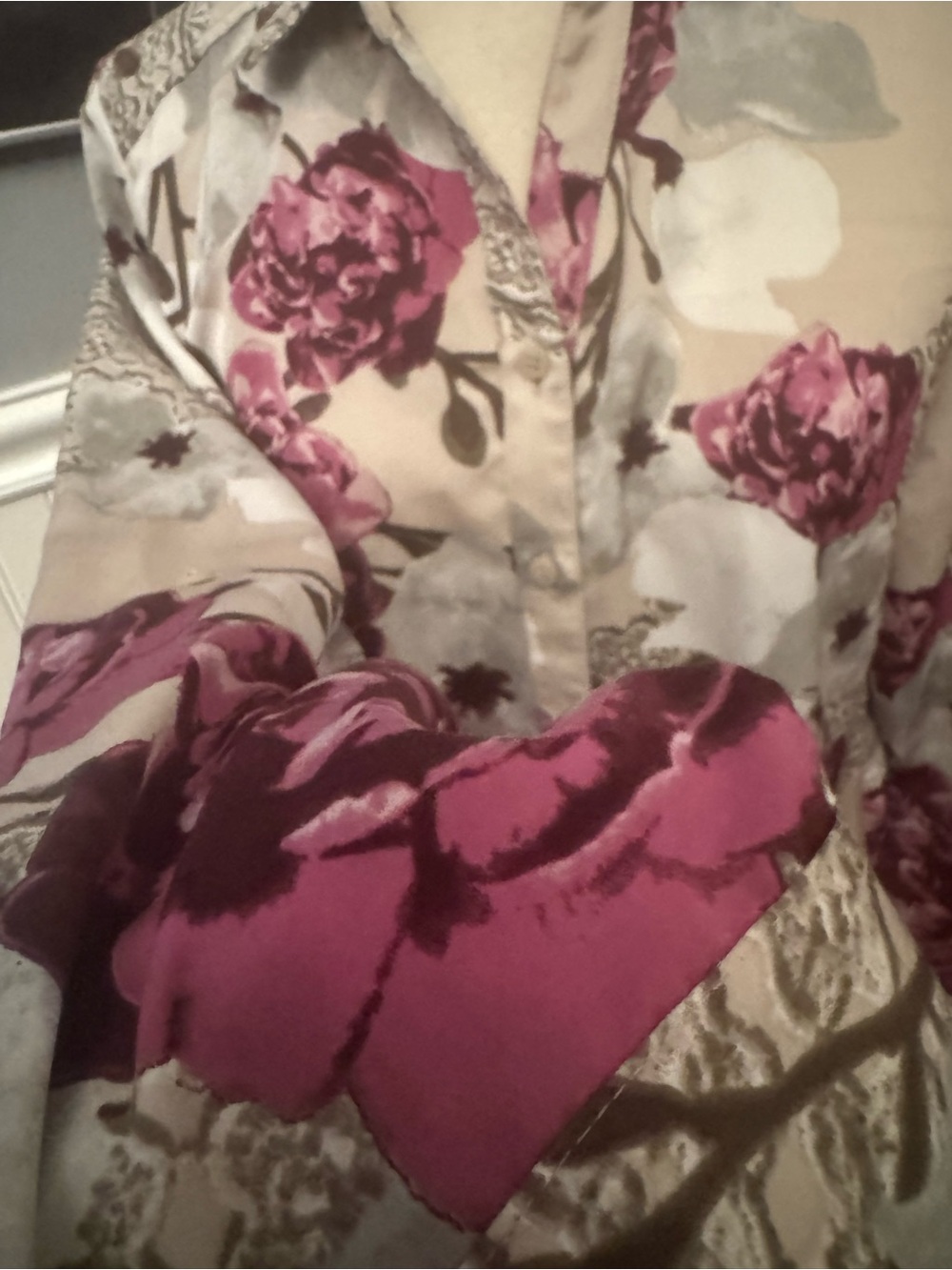 Chico’s Purple Floral Print Button Up Blouse Size 1
(M) - Picture 4 of 10